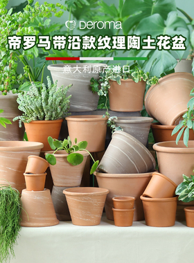 deroma帝罗马纹理绿植多肉花卉阳台客厅北欧风格透气透水陶土花盆