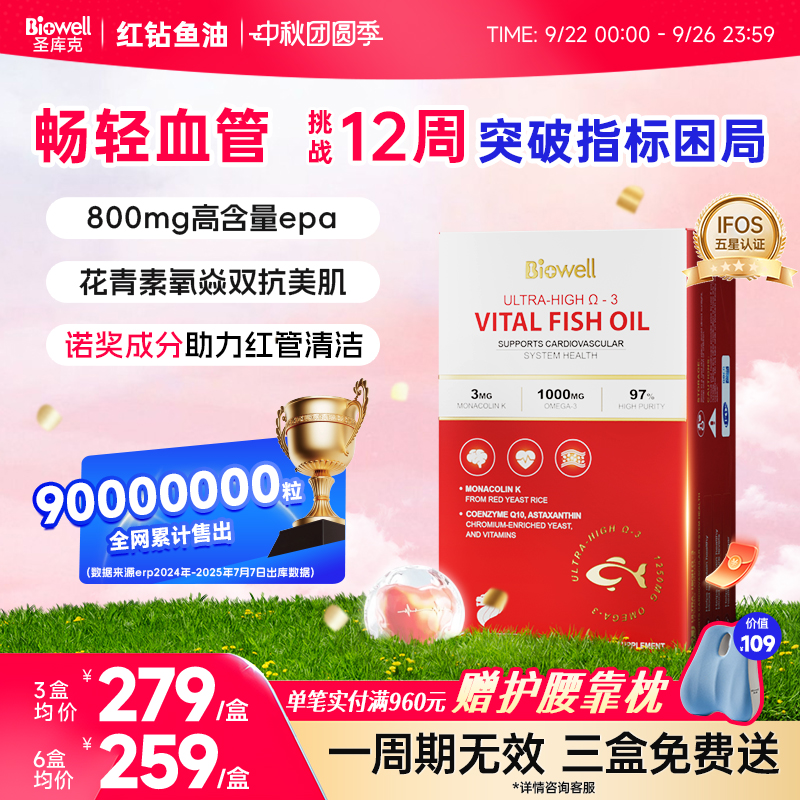 2盒起Biowell红钻鱼油高纯度血脂