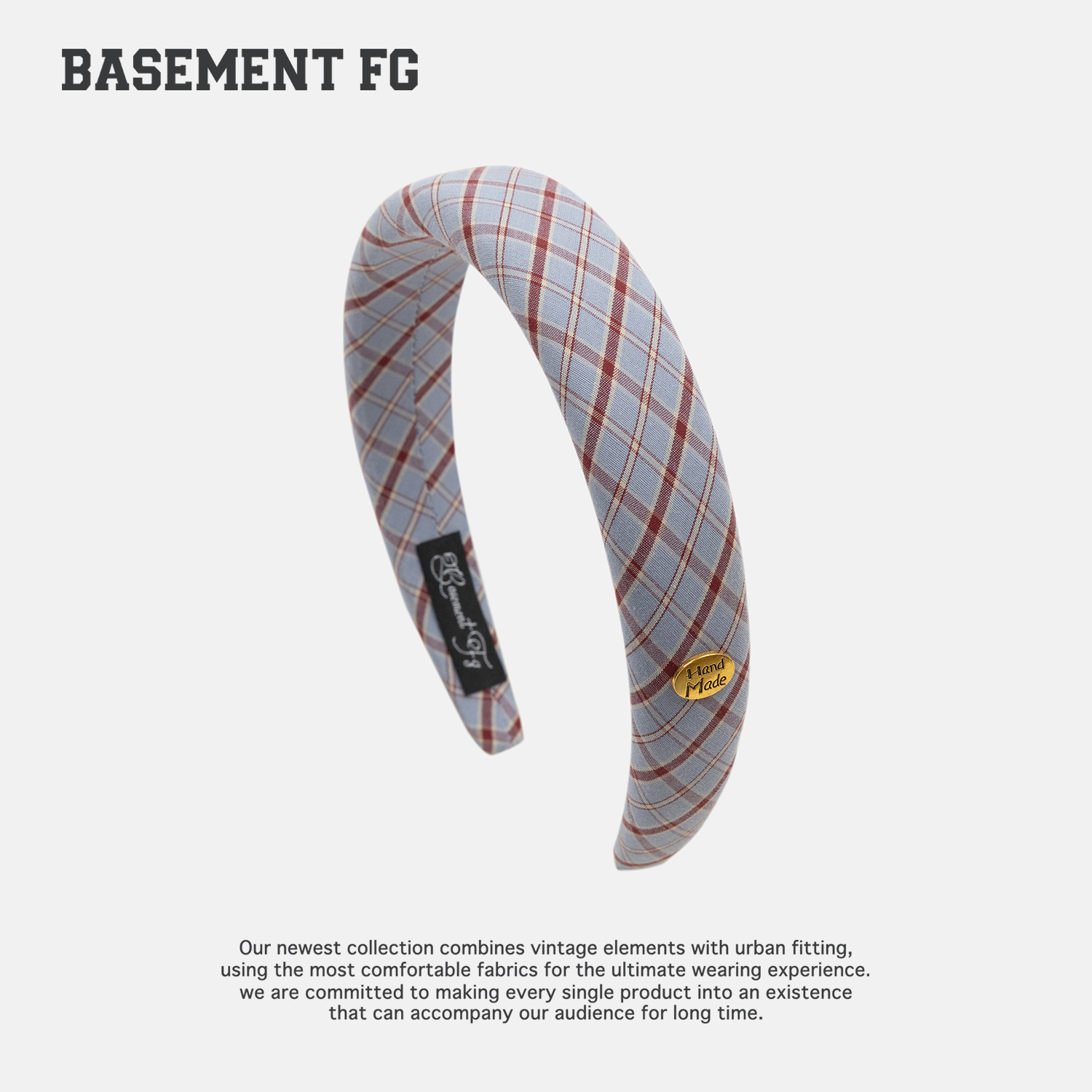 BASEMENTFG复古格纹布艺发箍女百搭气质头箍时尚发卡264070015028