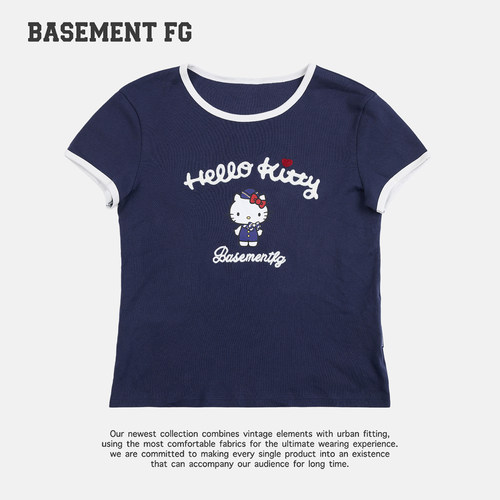 BASEMENTFGxHelloKitty卡通印花短袖T恤女撞色上衣261020095030