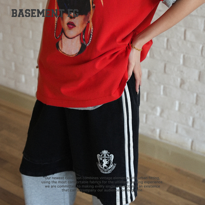 BASEMENTFG复古运动风条纹女休闲时尚运动短裤261130043001