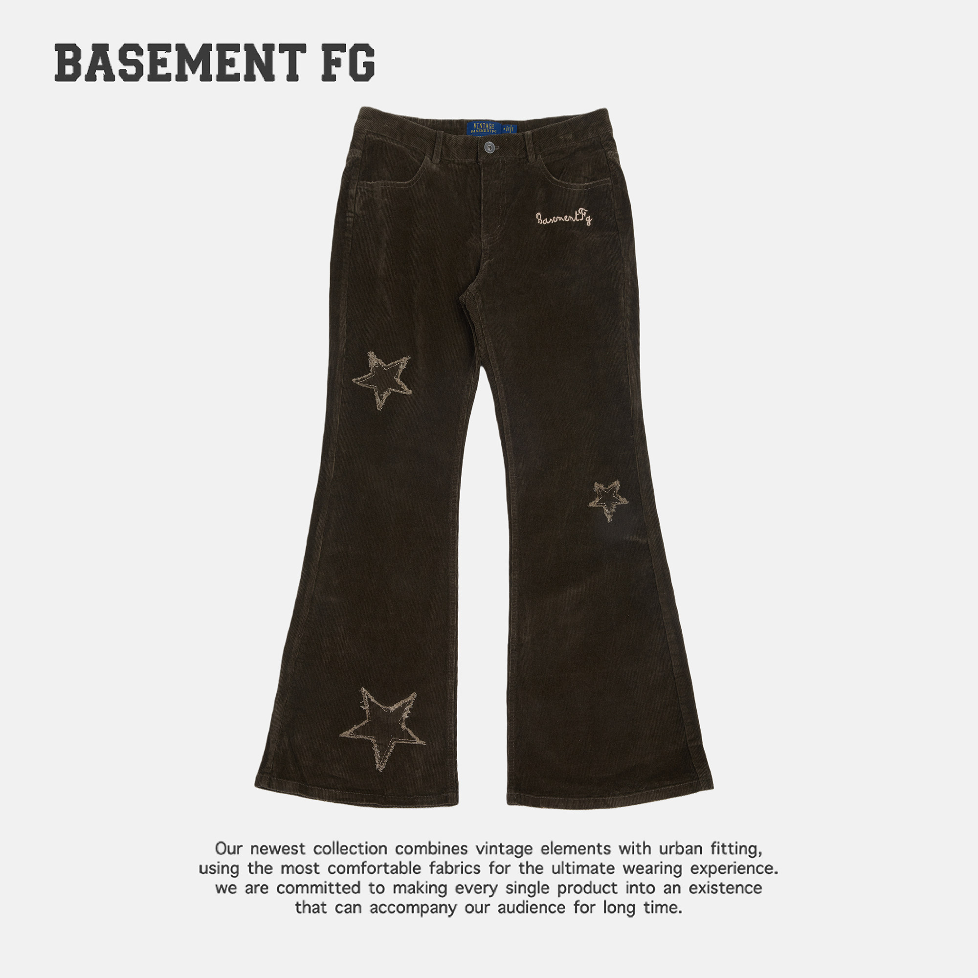 BASEMENTFG美式复古微喇叭裤女高腰显瘦垂感休闲长裤252120187019