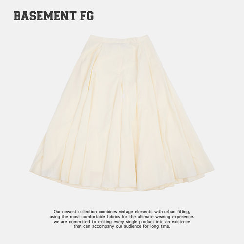 BASEMENTFG复古设计感褶皱半身裙女中长款262150026046