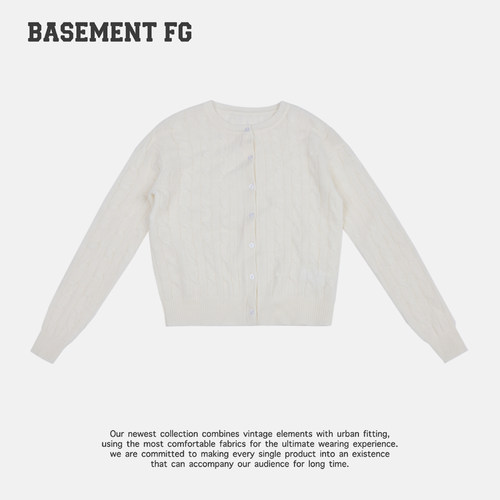 BASEMENTFG美式复古针织开衫女纽扣修身百搭毛织外套263080057005