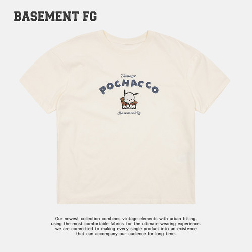 BASEMENTFG帕恰狗联名T恤宽松短袖米白色休闲上衣261020198005