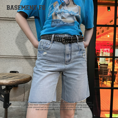 BASEMENTFG铆钉皮带女黑色朋克风腰带个性装饰配饰264160019001