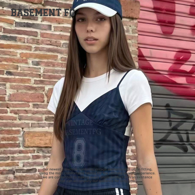BASEMENTFG都市新田园风V领吊带背心女藏蓝色261010177030