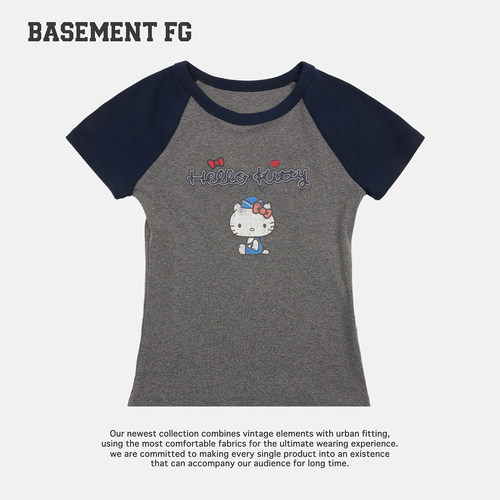 BASEMENTFGxHelloKitty美式复古撞色短袖T恤女辣妹风261020068021