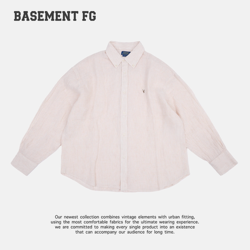 BASEMENTFG复古风条纹衬衫长袖翻领百搭休闲衬衫252070446012