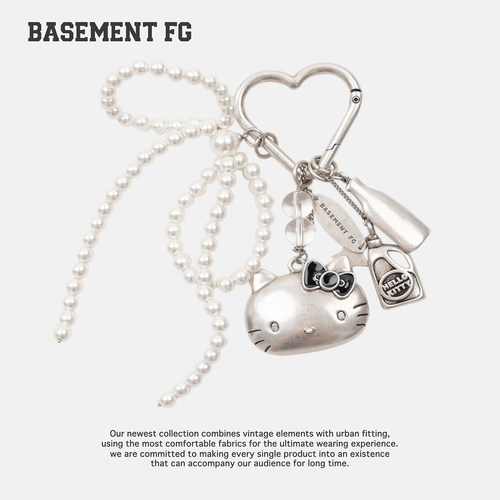 BASEMENTFG银色珍珠爱心HelloKitty钥匙扣包包挂件254320013097