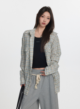 BASEMENT FG 美式复古格子衬衫女宽松休闲衬衣外套 252070118073