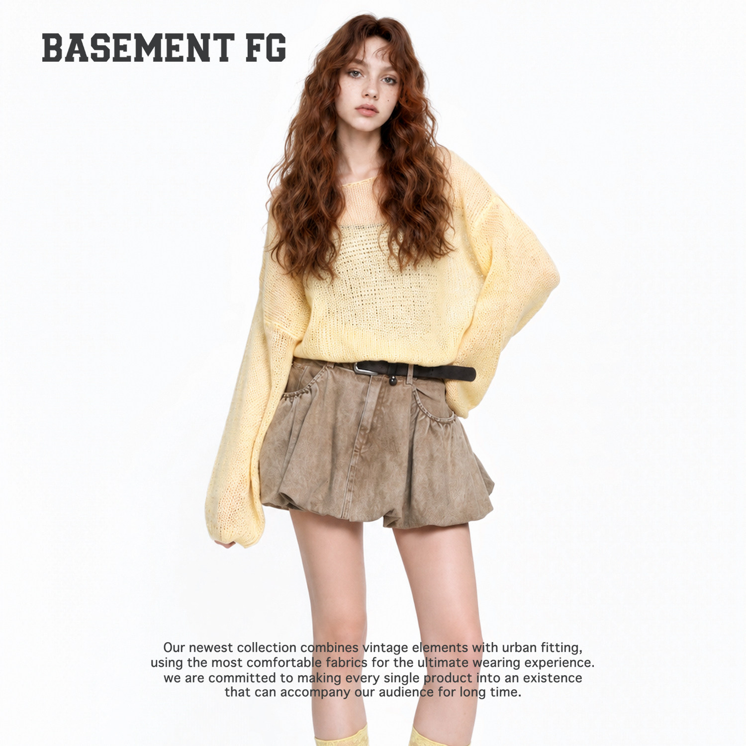 BASEMENTFG毛针织衫26秋冬新款镂空钩针编织毛衣宽松263500087046