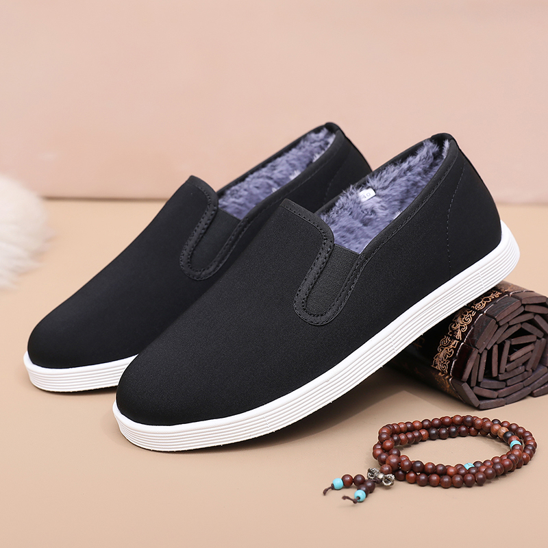 宝石布鞋老北京布鞋冬季加绒棉鞋保暖防滑千层底舒适爸爸鞋一脚蹬