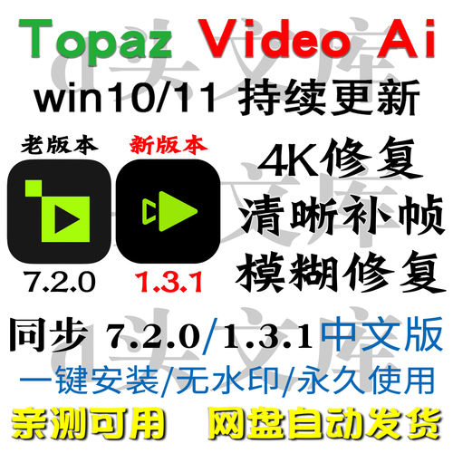 TopazVideoAI Pro 1.3.1中文视频高清修复分辨率模糊清晰补帧放大
