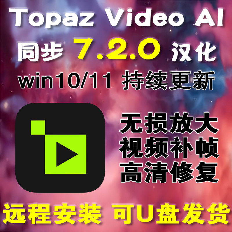 Topaz Video AI 7.2.0中文版视频高清修复分辨率模糊清晰补帧放大