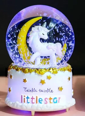 水晶球音乐盒八音盒带雪花可发光生日礼物女生儿童女孩闺蜜朋友