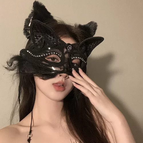 面具成人全脸情趣化妆舞会派对性感面具猫耳动物女纯欲半脸面罩道