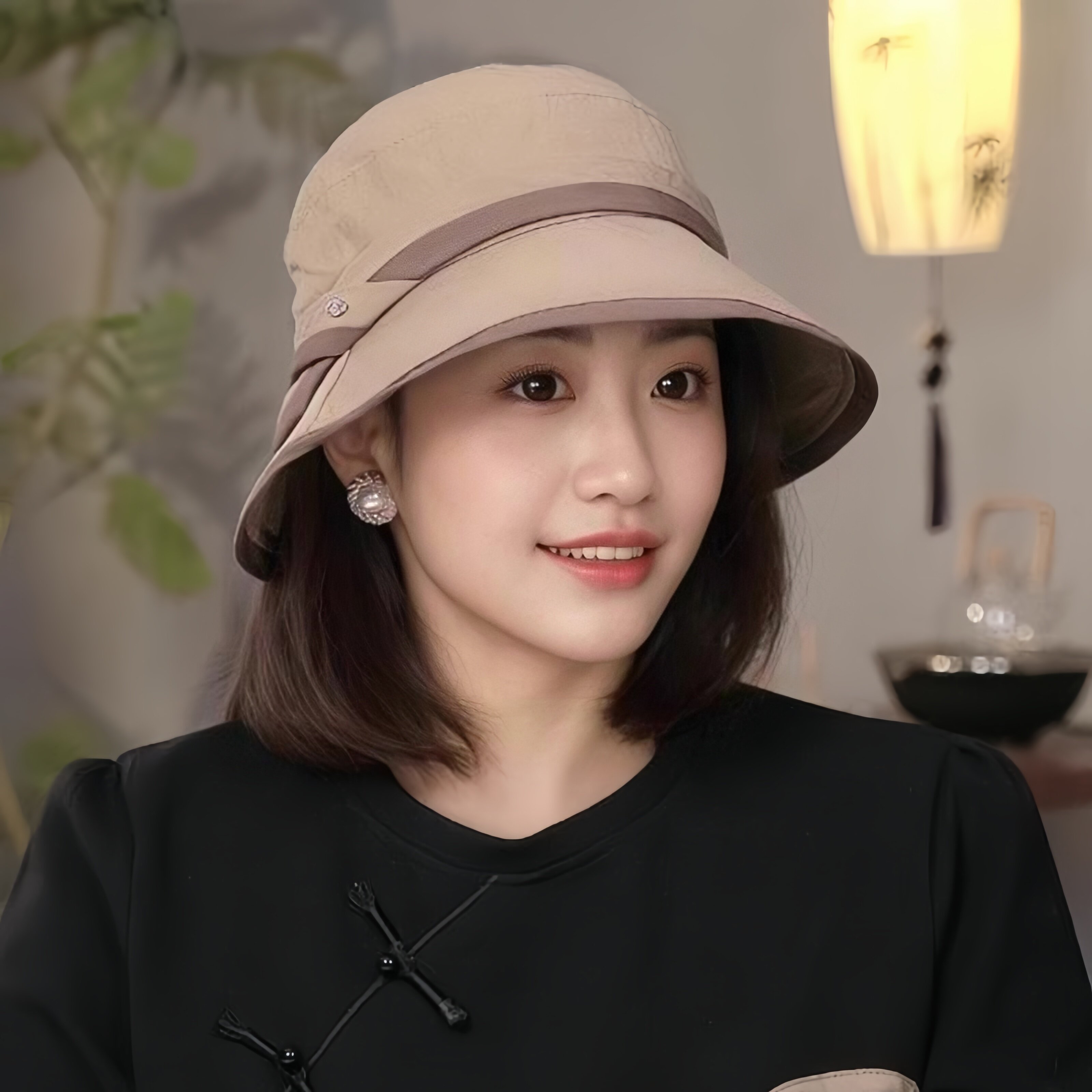 女式遮阳防晒凉帽轻薄速乾春秋2025新款洋派渔夫帽遮脸出游遮阳帽
