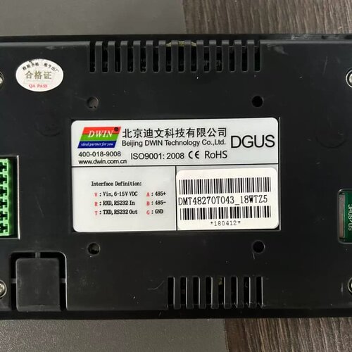 售前询价DMT48270T043_18WT迪文4.3寸串口屏触控屏幕。