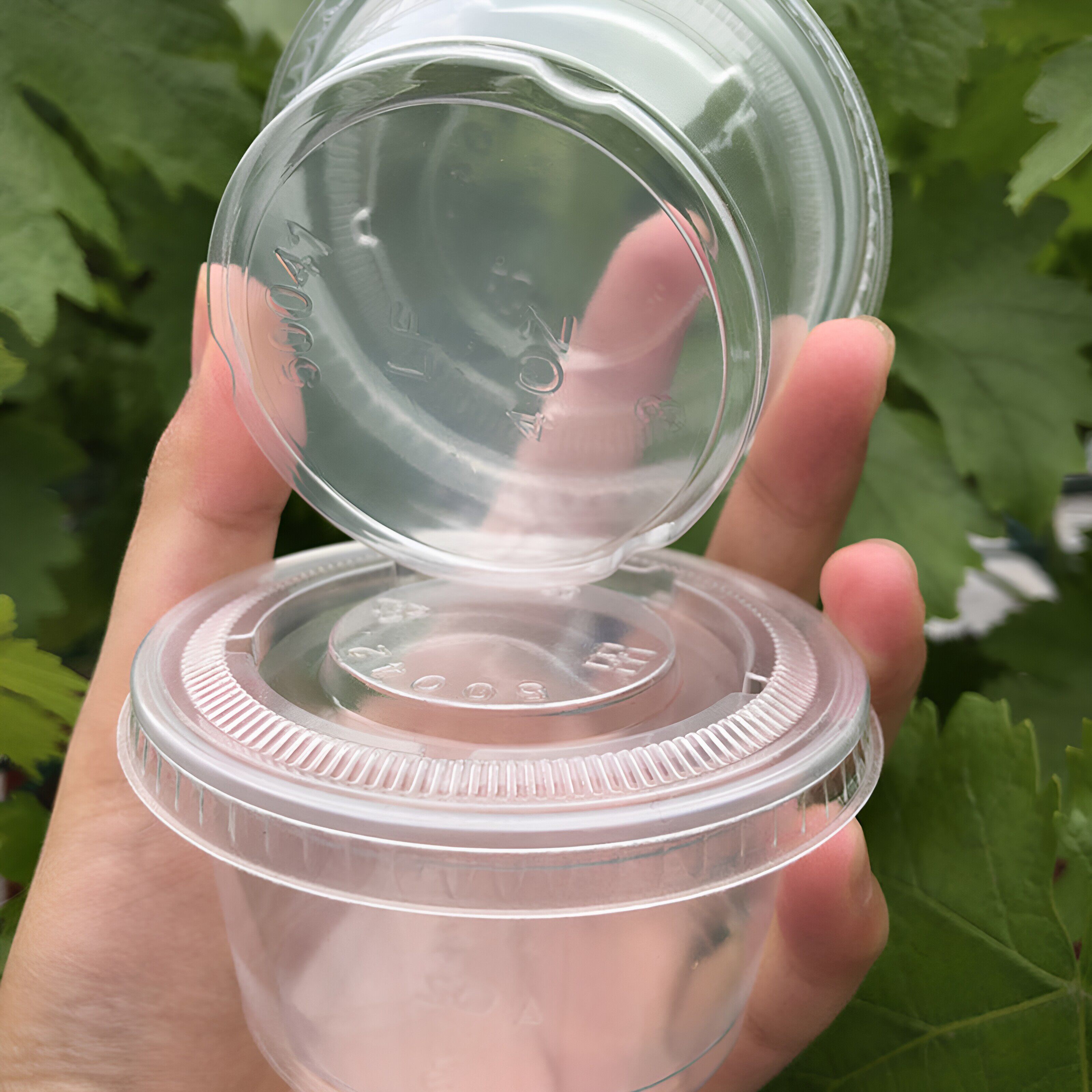 装 史莱姆盒子港风透明起泡胶黏土塑料杯收纳圆形密封港式盒100ml