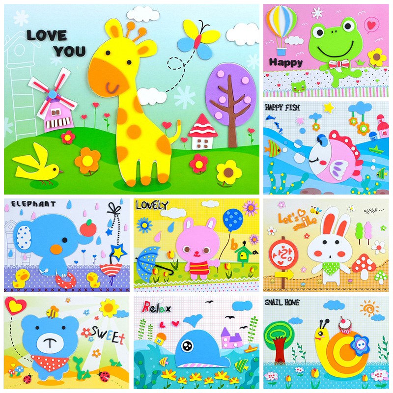 eva立体贴画 儿童手工制作材料包幼儿园小班diy贴纸创意粘贴画.