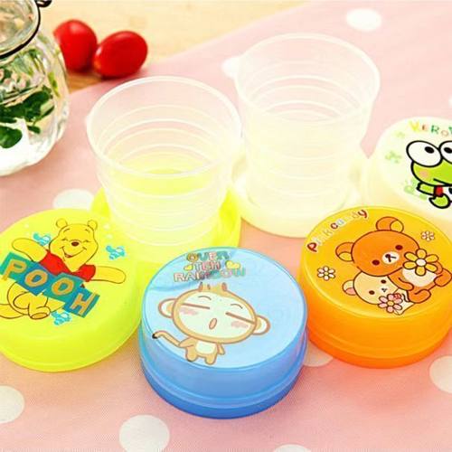 户外露营便携式可伸缩折叠水杯随身杯学生儿童水杯卡通可爱水杯