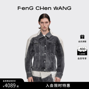 外套 印花牛仔廓形夹克李现男女同款 FengChenWang