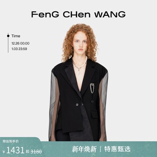 休闲西装 拼料半透明袖 女装 外套 FengChenWang