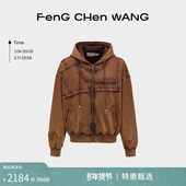 FengChenWang砂洗破洞帽衫 明星同款 休闲宽松卫衣男女款