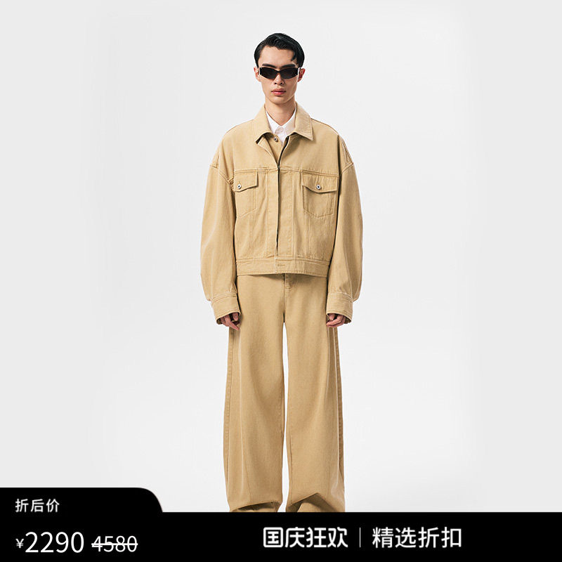 FengChenWang25新品米色牛仔夹克图片