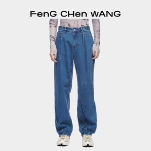 解构系列水洗牛仔压褶潮流男女同款 长裤 FengChenWang 牛仔裤