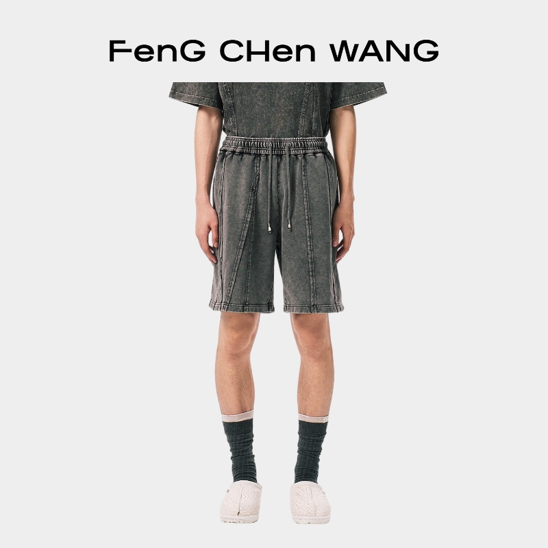 FengChenWang拼接水洗短裤男女款
