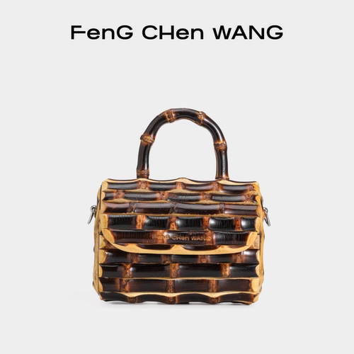 【礼物甄选】FengChenWang拼接木珠装饰肩链mini斜挎小竹包单肩包