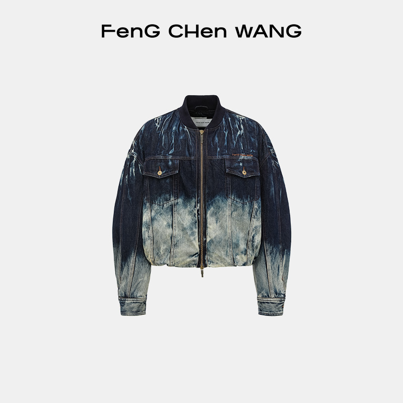 FengChenWang渐变牛仔棒球夹克