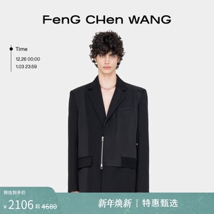 FengChenWang 型西装 解构系列黑色拼接中性款 版 夹克外套 经典