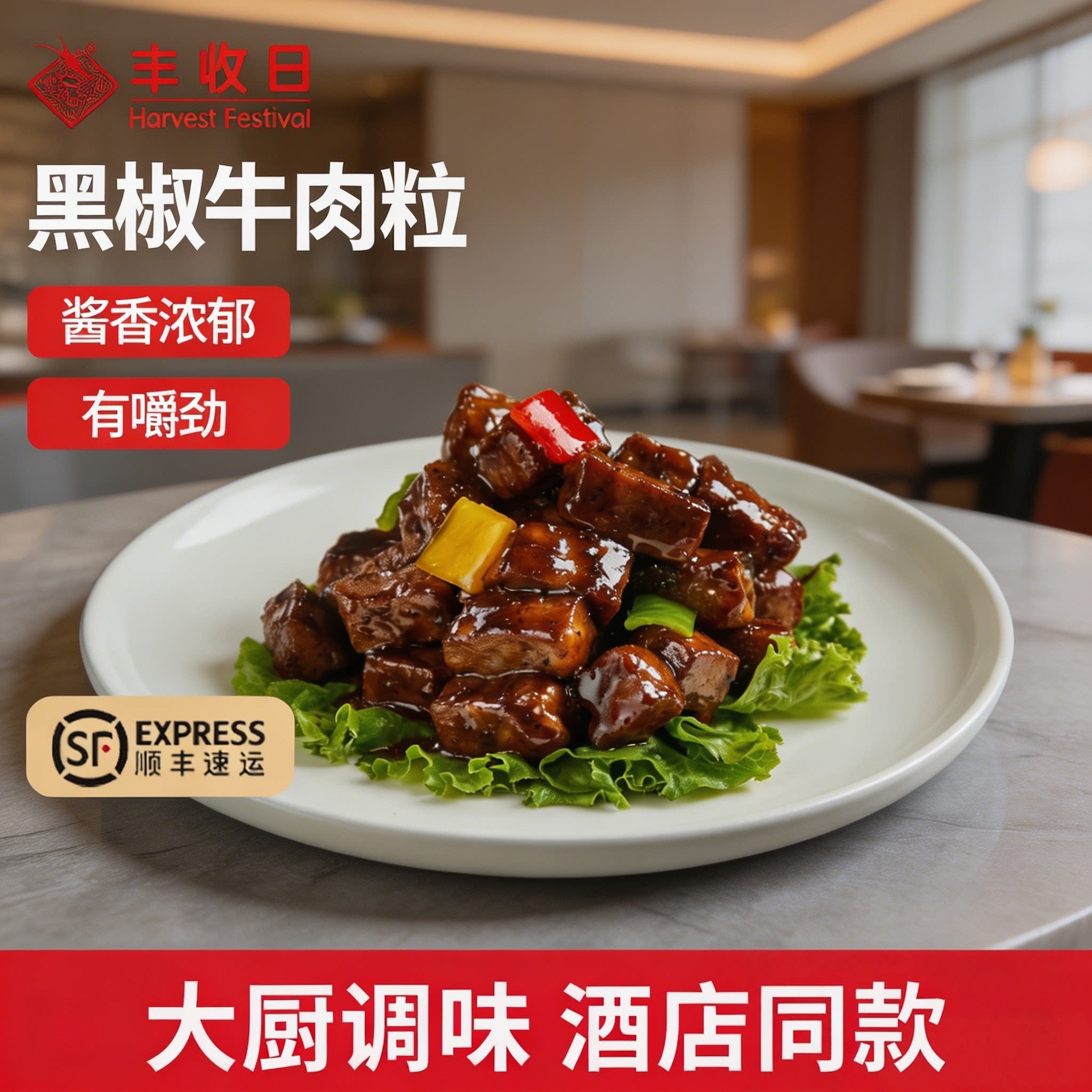 丰收日黑椒牛肉粒300g*3袋蚝油牛肉牛仔粒净菜半成品菜家常快手菜