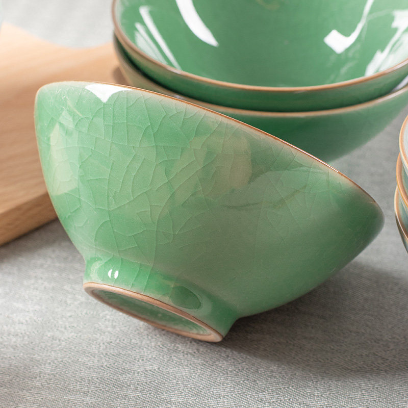 龙泉西冲青瓷高颜值5英寸斗笠碗