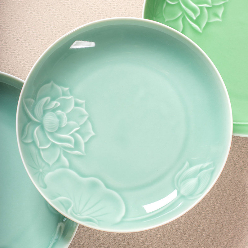 陶瓷盘子菜盘家用2025新款7英寸碟子高级感创意青瓷餐具可微波炉,餐饮具,盘,淘宝优惠券,粉丝福利购,淘宝优惠卷