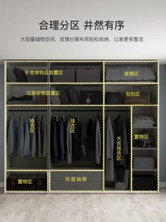 新品成品实木多层板现代轻奢家用卧室衣柜简约储物柜子四六门组合