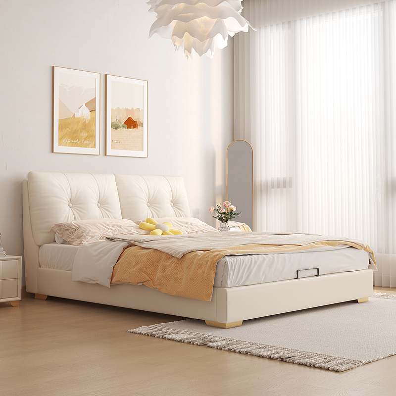 木具格法式奶油风储物床