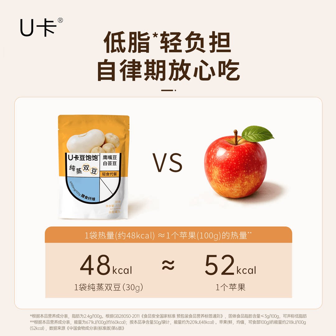 U卡豆饱饱纯蒸双豆鹰嘴豆白芸豆
