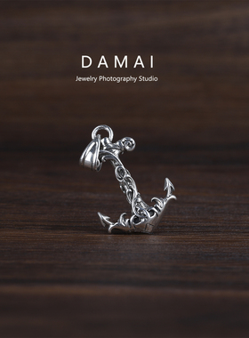 复古图腾花纹船锚吊坠项链男女