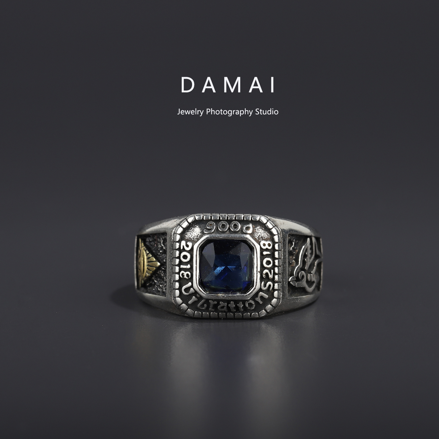 复古时尚蓝锆石上帝之眼戒指