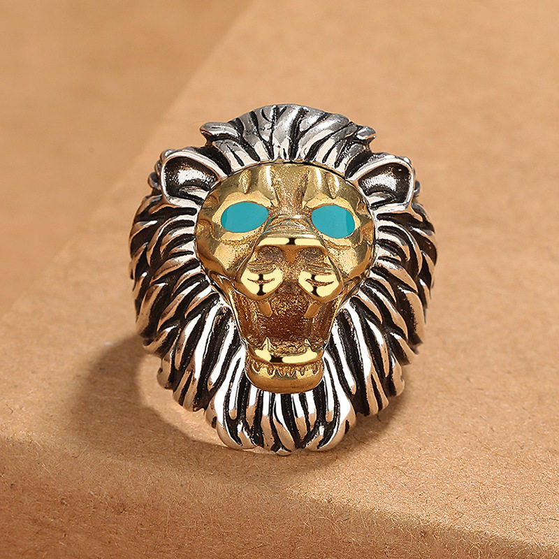DAMAI 美式霸气狮子戒指男个性百搭冷淡风潮流开口可调节创意指环