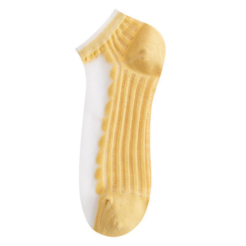 GLASS STOCKINGS WOMENS SOCKS SUMMER THIN COTTON BOTTOM TRANSPARENT BOAT SOCKS JAPANESE CUTE SOCKS SHORT CRYSTAL SOCKS