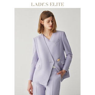 优雅正装 新款 套装 LadySElite 紫色西装 休闲时尚 女2024春季 慕裁