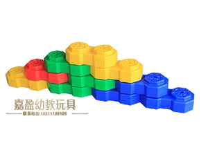 亲子园体能训练器材 八角造景积木球池 塑料大型积木组合球池