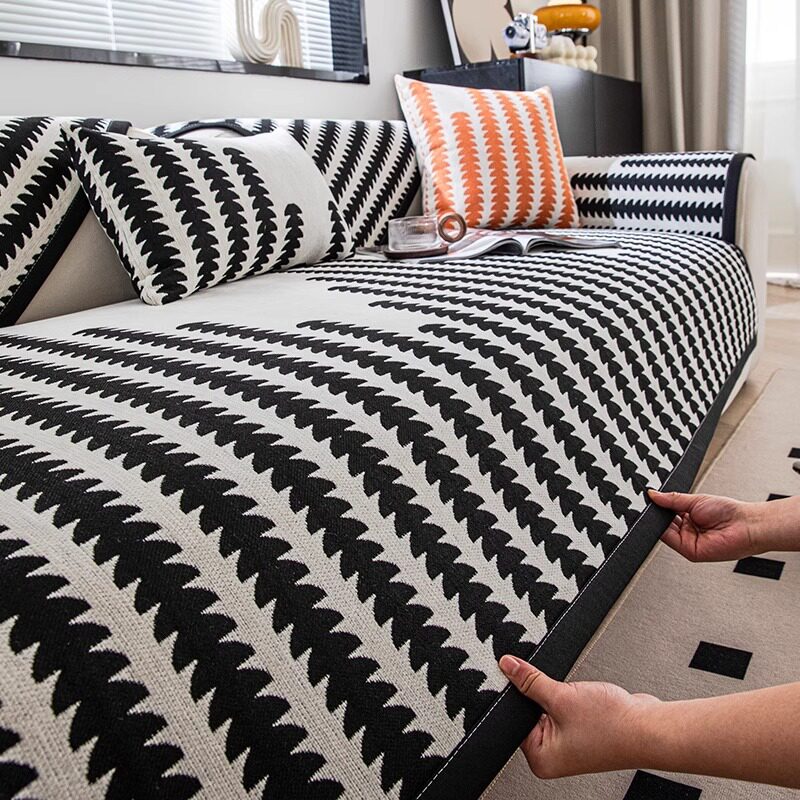 雪尼尔四季通用沙发垫防猫抓全套轻奢感防滑三位一贵妃沙发套盖布