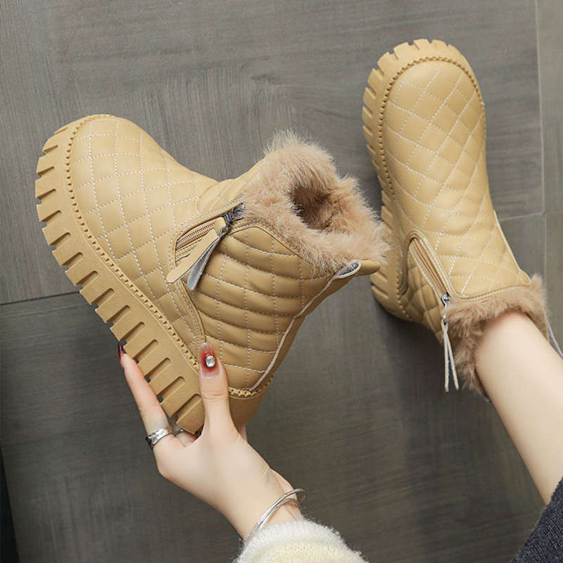 雪地靴女款2024年冬季新款加绒加厚东北棉鞋厚底防滑皮毛一体短靴