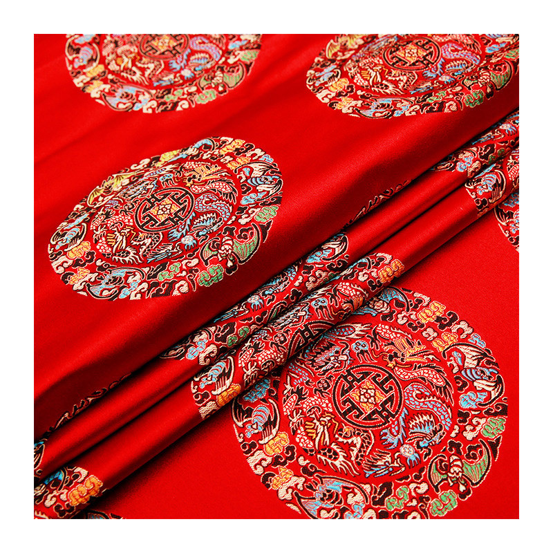 仿真丝织锦缎绸缎面料红木家具坐垫旗袍汉服唐装装饰布料民族风